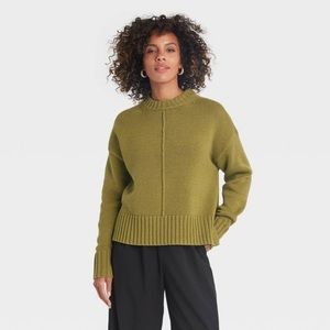 A New Day Women's Crewneck Sweater Yellow/Green